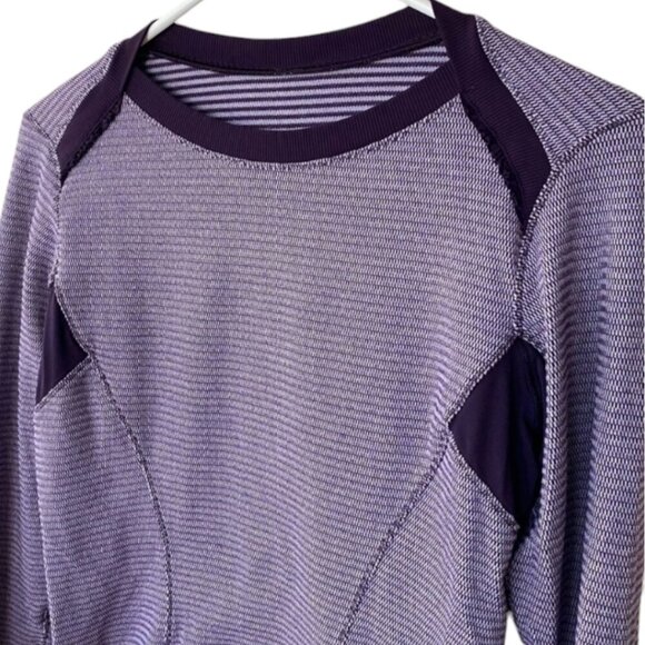 Lululemon Base Runner Long Sleeve Size 8 Mini‎ Check Pique Deep Zinfandel - Picture 5 of 7